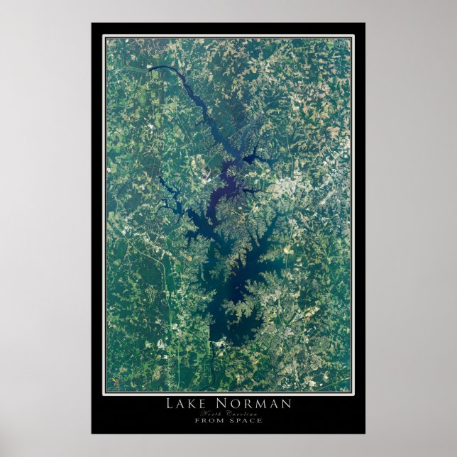 Poster Carte satellite du lac Norman Caroline du Nord (Devant)