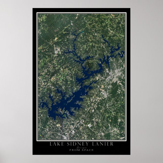 Poster Carte satellite du lac Sidney Lanier Géorgie (Devant)