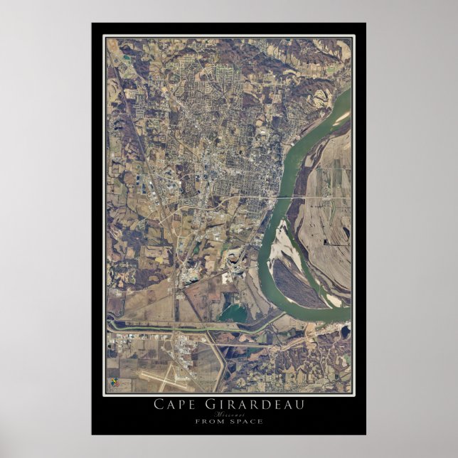 Poster Carte satellite du Missouri du Cap Girardeau (Devant)