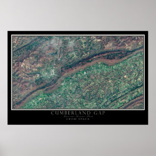 Poster Carte satellite du parc national Cumberland Gap