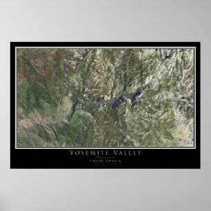 Poster Carte satellite du parc national de Yosemite en Ca