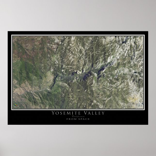Poster Carte satellite du parc national de Yosemite en Ca (Devant)