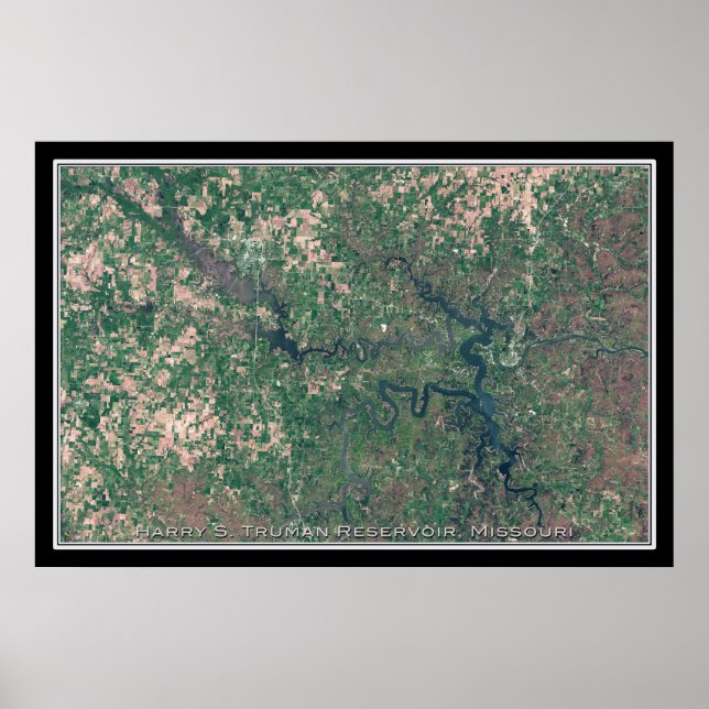Poster Carte satellite Harry Truman Lake Missouri (Devant)