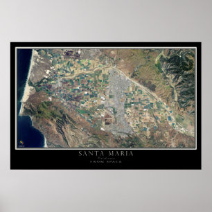 Poster Carte satellite père Noël Maria California