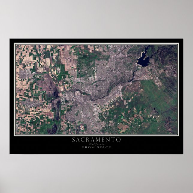 Poster Carte satellite Sacramento California (Devant)
