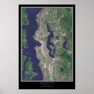 Poster Carte satellite Seattle Washington
