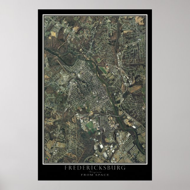 Poster Carte satellite spatiale de Fredericksburg Virgini (Devant)
