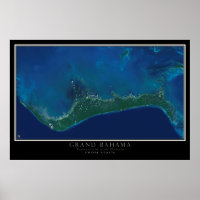 Carte satellite spatiale de l'île de Grand Bahama