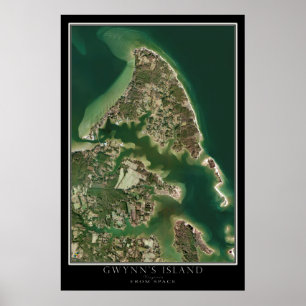 Poster Carte satellite spatiale de l'île de Gwynn Virgini