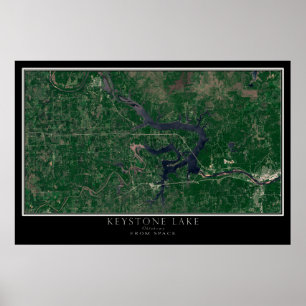 Poster Carte Satellite Spatiale Du Lac Keystone Oklahoma