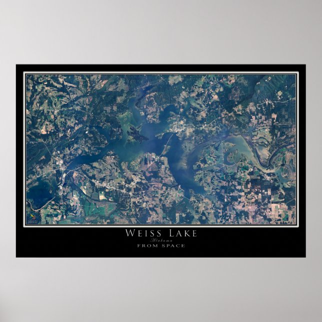 Poster Carte satellite Weiss Lake Alabama (Devant)