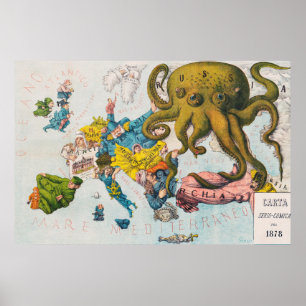 Poster Carte satirique Vintage de la domination russe