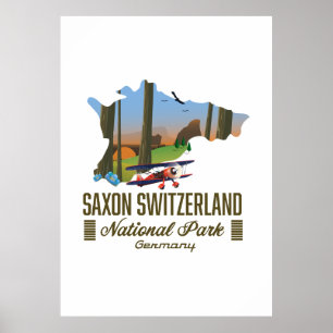 Poster Carte Saxon Suisse Parc national Allemagne