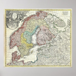 Poster carte Scandinavie vintage
