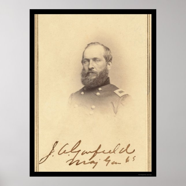 Poster Carte signée du président James Garfield 1861 (Devant)