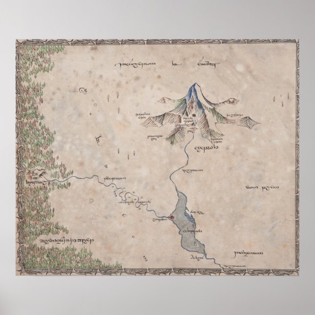Poster Carte Sindarin de la Lonely Mountain (Devant)