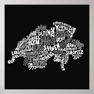 Poster Carte suisse encre art