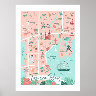 Poster Carte Tampa, 30 po x 40 po