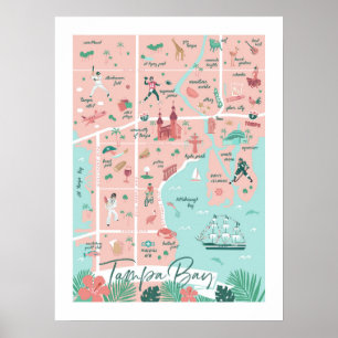 Poster Carte Tampa Imprimée, 18 po x 24 po