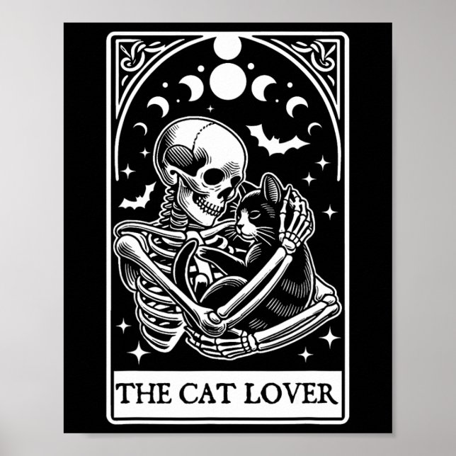 Poster Carte Tarot Amoureux des chats Skeleton Et Cat Tar (Devant)