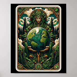 Poster Carte Tarot d'Art Nature Enchantant par le Gardien
