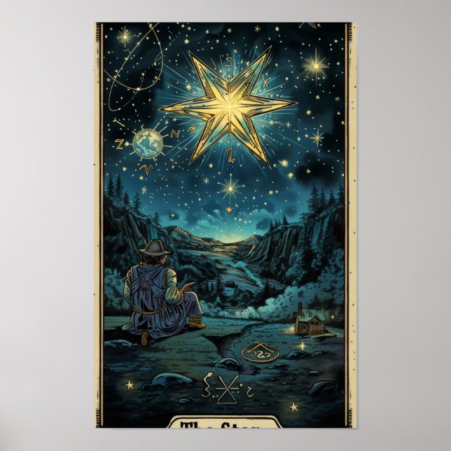 Poster Carte Tarot de l'Art Star Travailler avec du texte (Devant)