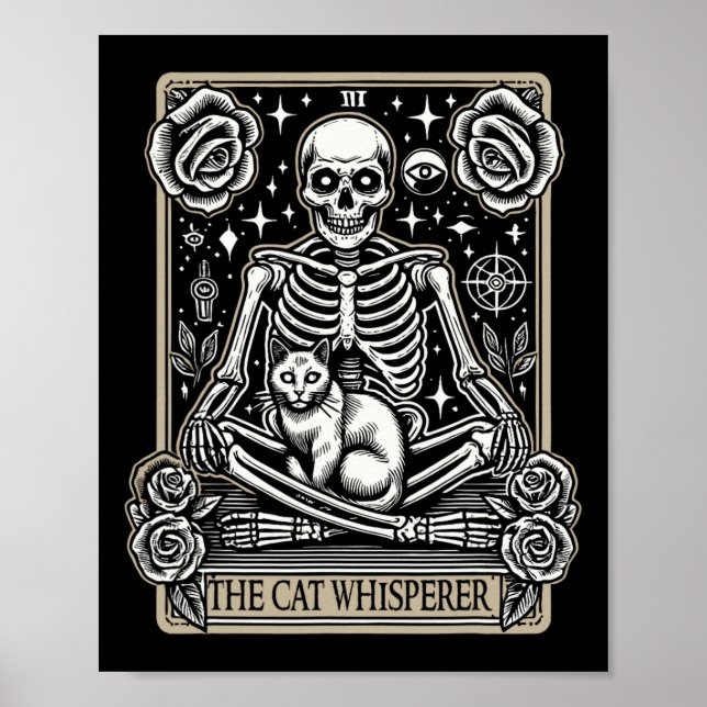 Poster Carte Tarot Emo Gothic - Occulte Le Whisperer Cat (Devant)