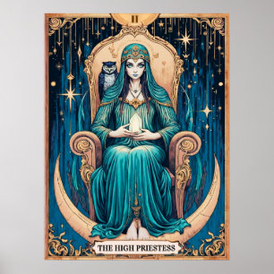 Poster Carte Tarot, Haute Prêtre 2