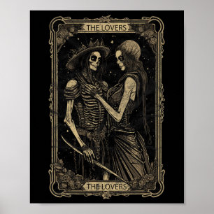 Poster Carte Tarot Les amoureux Squelette Goth Crâne Hall