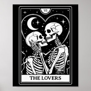 Poster Carte Tarot Lovers - Skeletons Kissing - Hallow
