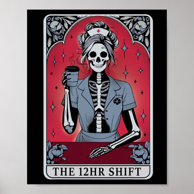 Poster Carte Tarot Squelette Halloween 12 Heures Maj N (Devant)