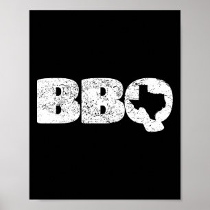 Poster Carte Texas Tx Poignée Bbq Rbecue Simple T
