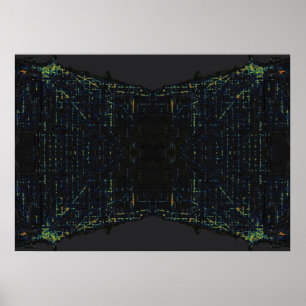 Poster Carte thermique Dark Chicago Reflection