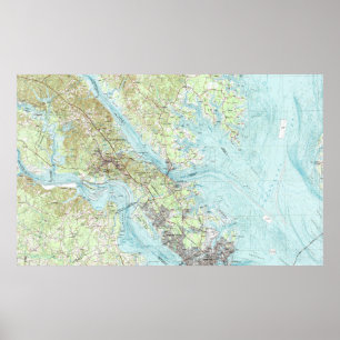 Poster Carte Tidewater Virginia (1984)