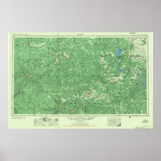 Poster Carte topo Llano TX (Devant)