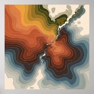 Poster Carte topographique colorée Imprimer