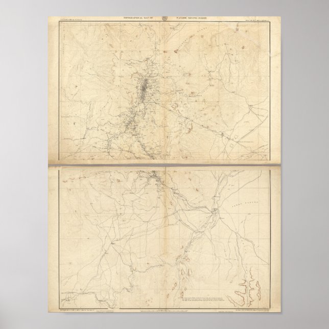 Poster Carte topographique de la région minière de Washoe (Devant)