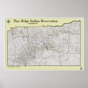 Poster Carte topographique de la réserve de Pine Ridge