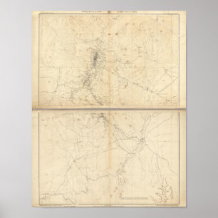 Poster Carte topographique de région d'exploitation de