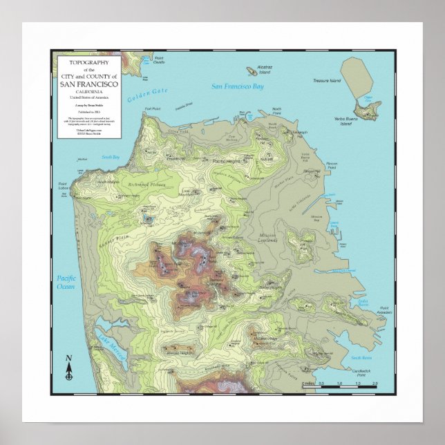 Poster Carte topographique de San Francisco (2013) (Devant)