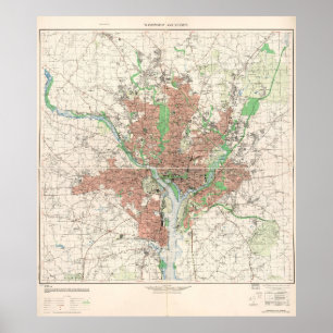 Poster Carte topographique de Washington, D.C. 1953