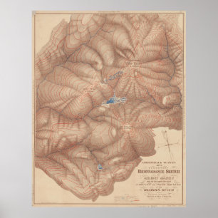 Poster Carte topographique des monts vintage Adirondack (