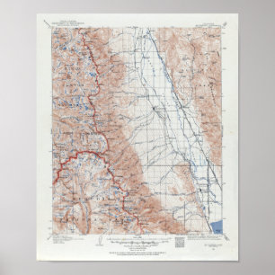 Poster Carte topographique vintage du Mont Whitney la