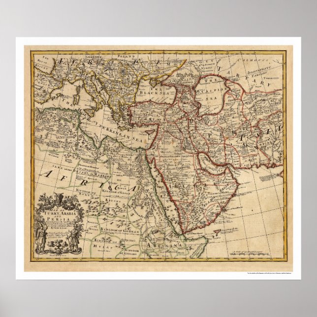 Poster Carte Turquie Perse Arabie - 1721 (Devant)