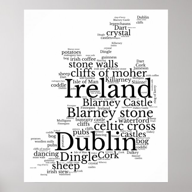 Poster Carte Typographique De L'Art Irlandais (Devant)