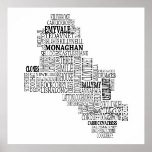 Poster Carte typographique noire de Cie. Monaghan,