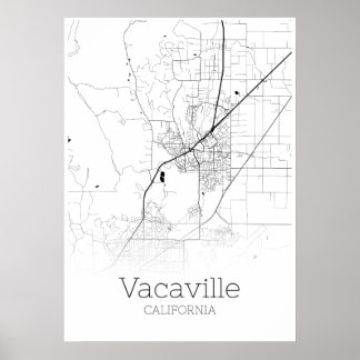 Poster Carte Vacaville - Californie - Carte de la ville P