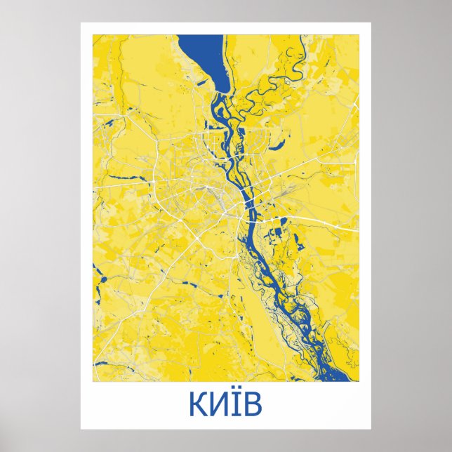 Poster Carte vectorielle détaillée de Kiev (Devant)