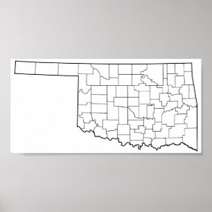 Poster Carte vide d'ensemble des comtés de l'Oklahoma