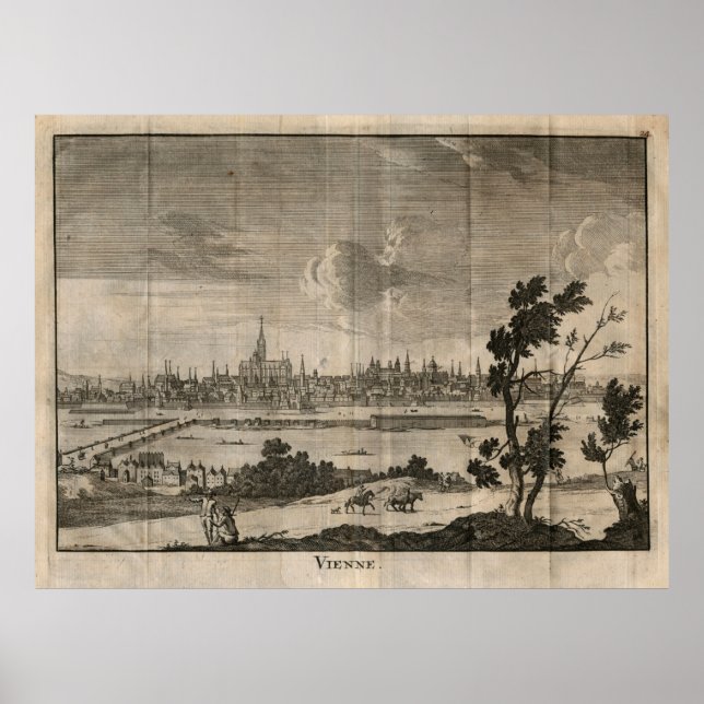 Poster Carte Vieux Vienne Autriche (1739) Vintage Wien (Devant)